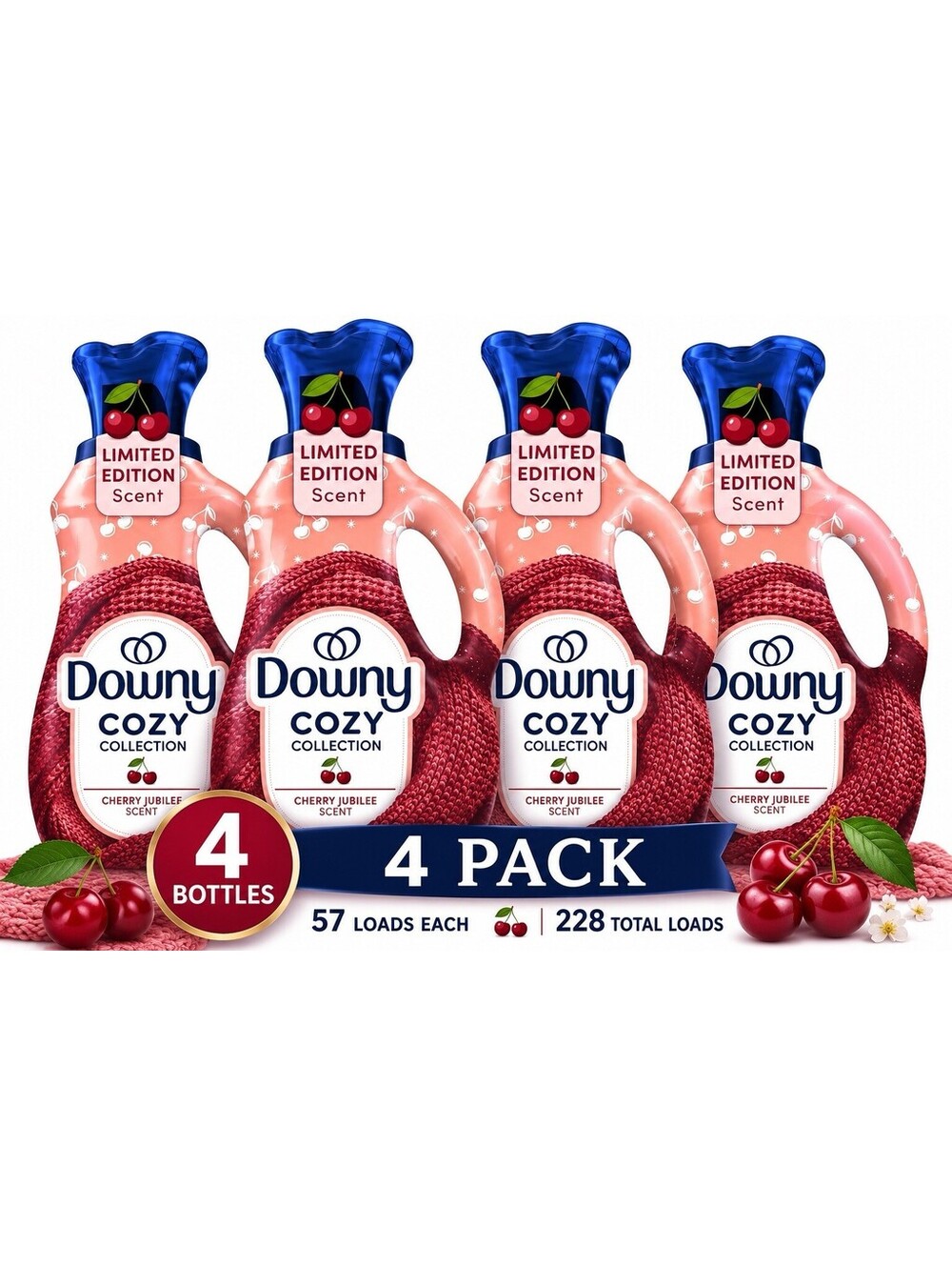 Downy Cozy Collection Cherry Jubilee Fabric Softener 4 Pack 228 Loads Limited